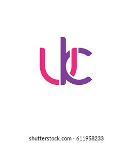 Initial letters uk, round overlapping chain shape lowercase logo modern design pink purple