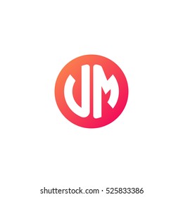 Initial letters UM circle shape red orange simple logo