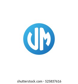 Initial letters UM circle shape blue simple logo