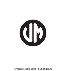 Initial letters UM circle shape monogram black simple logo