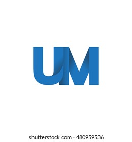 Initial letters UM overlapping fold logo blue