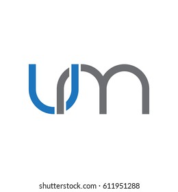 Initial letters um, round overlapping chain shape lowercase logo modern design blue gray