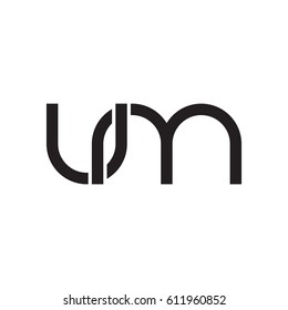 Initial letters um, round overlapping chain shape lowercase logo modern design monogram black