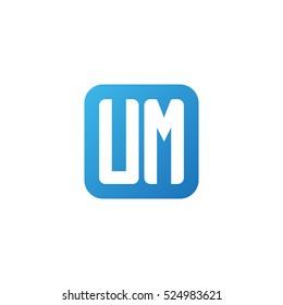 Initial letters UM rounded square shape blue simple logo