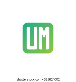 Initial letters UM rounded square shape green simple logo