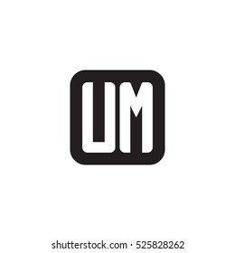 Initial letters UM rounded square shape monogram black simple logo