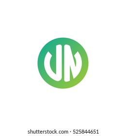 Initial letters UN circle shape green simple logo
