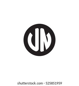 Initial letters UN circle shape monogram black simple logo