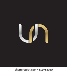 Initial letters un, round overlapping chain shape lowercase logo modern design silver gold