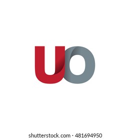 Initial letters UO overlapping fold logo red gray