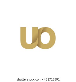 Initial letters UO overlapping fold logo brown gold