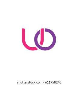 Initial letters uo, round overlapping chain shape lowercase logo modern design pink purple
