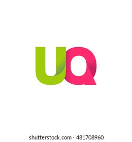 Initial letters UQ overlapping fold logo green magenta