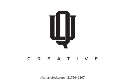 Initial letters UQ, QU Monogram logo design with Creative Style alphabet symbol. UQ, QU Spiral letters Universal elegant vector emblem, logotype. Graphic alphabet symbol for corporate identity