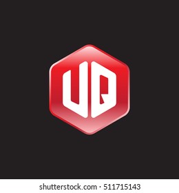 Initial letters UQ rounded hexagon shape red modern logo