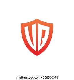 Initial letters UQ, VQ, shield shape red simple logo
