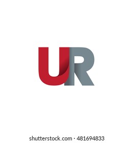 Initial letters UR overlapping fold logo red gray