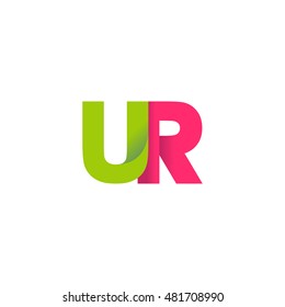 Initial letters UR overlapping fold logo green magenta