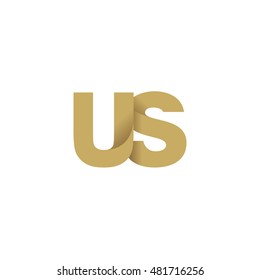 Initial letters US overlapping fold logo brown gold
