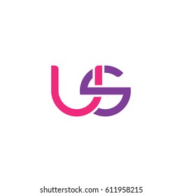 Initial letters us, round overlapping chain shape lowercase logo modern design pink purple