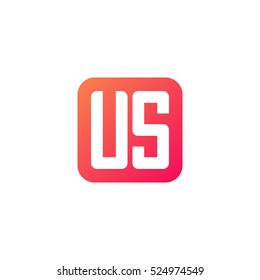 Initial letters US rounded square shape red orange simple logo
