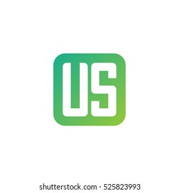 Initial letters US rounded square shape green simple logo