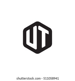 Initial letters UT rounded hexagon shape monogram black simple modern logo