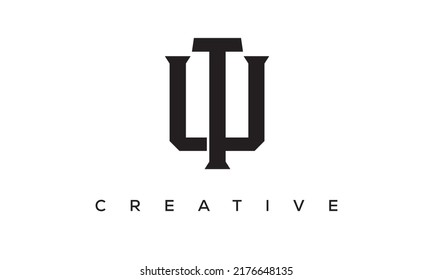 Initial letters UT, TU Monogram logo design with Creative Style alphabet symbol. UT, TU Spiral letters Universal elegant vector emblem, logotype. Graphic alphabet symbol for corporate identity