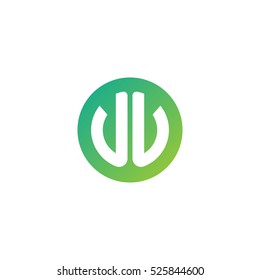Initial letters UU circle shape green simple logo