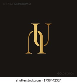 Initial letters uu linked monogram logo vector. Business logo monogram with two overlap letters inside circle isolated on white background.