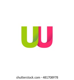 Initial letters UU overlapping fold logo green magenta