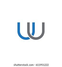 Initial letters uu, round overlapping chain shape lowercase logo modern design blue gray