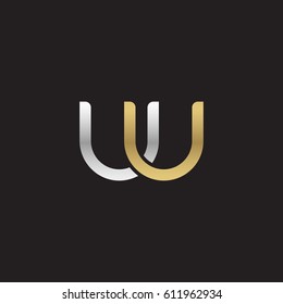 Initial letters uu, round overlapping chain shape lowercase logo modern design silver gold