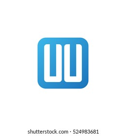 Initial letters UU rounded square shape blue simple logo