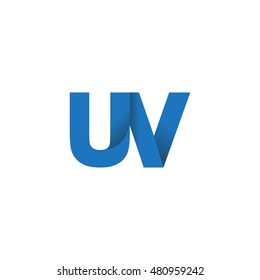 Initial letters UV overlapping fold logo blue
