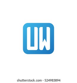 Initial letters UW rounded square shape blue simple logo