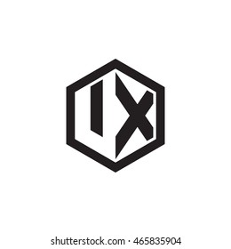 Initial letters UX negative space hexagon shape monogram logo