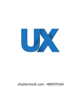 Initial letters UX overlapping fold logo blue