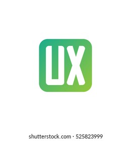 Initial letters UX rounded square shape green simple logo