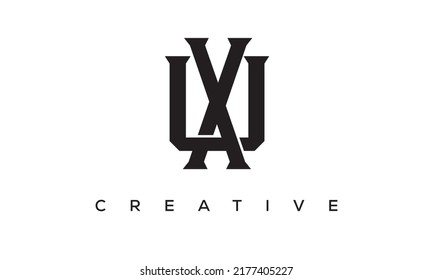 Initial letters UX, XU monogram logo design with creative style alphabet symbol. UX, XU spiral letters universal elegant vector emblem, logotype. Graphic alphabet symbol for corporate identity