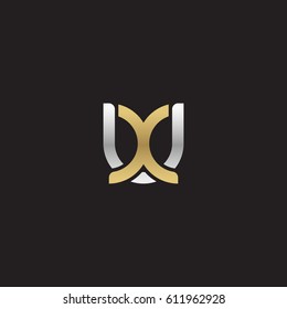 Initial letters ux, xu, round overlapping chain shape lowercase logo modern design silver gold