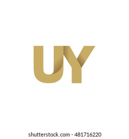 Initial letters UY overlapping fold logo brown gold