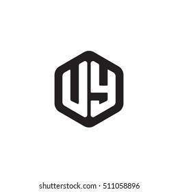 Initial letters UY rounded hexagon shape monogram black simple modern logo