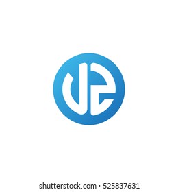 Initial letters UZ circle shape blue simple logo