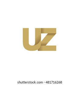 Initial letters UZ overlapping fold logo brown gold