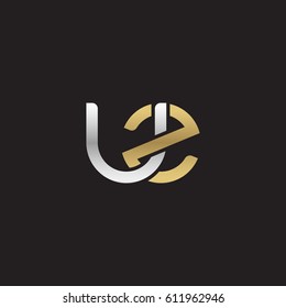 Initial letters uz, round overlapping chain shape lowercase logo modern design silver gold
