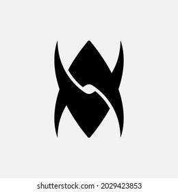 Initial letters V, A, VA or AV overlapping, interlocked monogram logo, black color on white background