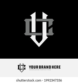 Initial letters V, C, VC or CV overlapping, interlocked monogram logo, white and gray color on black background