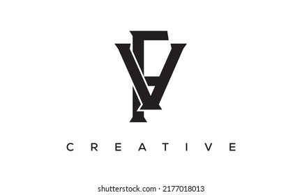 Letras iniciales VA , diseño del logotipo del monograma FV con el símbolo del alfabeto de estilo creativo. VF, letras espirales FV emblema vectorial universal elegante, logotipo. Símbolo gráfico del alfabeto para identidad corporativa