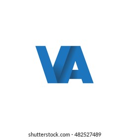 Initial letters VA overlapping fold logo blue